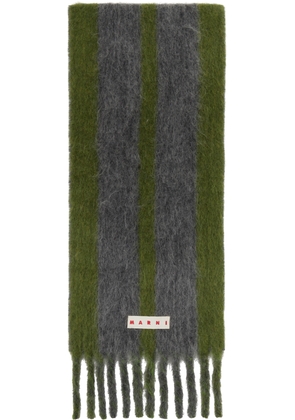 Marni Green & Gray Striped Alpaca Scarf