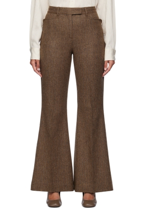 REMAIN Birger Christensen Brown Herringbone Flare Trousers