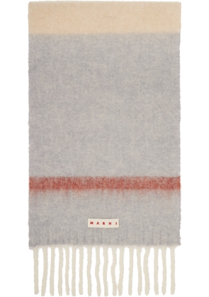 Marni Beige & Gray Striped Alpaca Scarf
