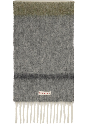 Marni Green & Gray Striped Alpaca Scarf