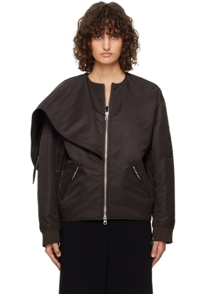 Courrèges Brown Bow Collar Bomber Jacket
