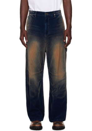 We11done Navy Vintage Wash Corduroy Trousers