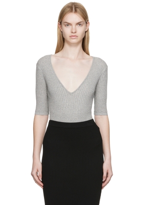 Maria McManus Gray Ribbed Bodysuit