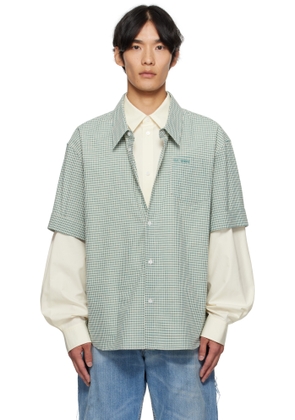 We11done Green & Beige Detachable Sleeves Shirt