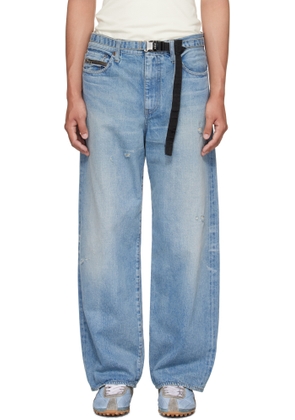 sacai Blue BEYONDEXX Belted Jeans