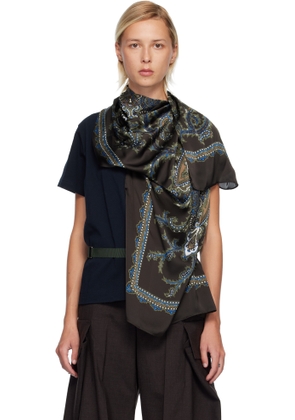 sacai Navy Paisley Print & Cotton Jersey T-shirt