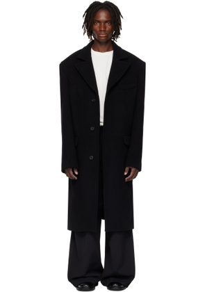 LU'U DAN Black Melton Overcoat