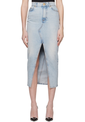 Balmain Blue Denim Midi Skirt
