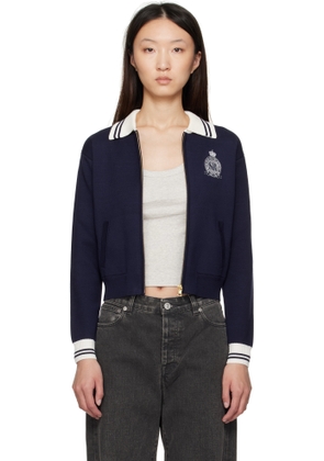 Sporty & Rich Navy Royal Club Zipped Cardigan