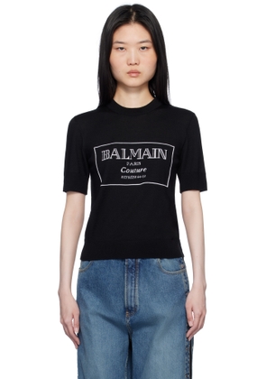 Balmain Black 'Balmain Couture' Two-Tone Knit T-shirt