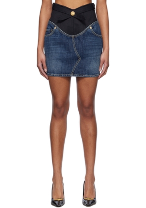 Balmain Blue Crêpe & Denim Miniskirt
