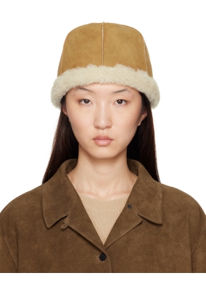 LE17SEPTEMBRE Tan & Beige Reversible Faux-Shearling Hat