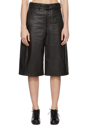 LEMAIRE Brown Bermuda Leather Shorts
