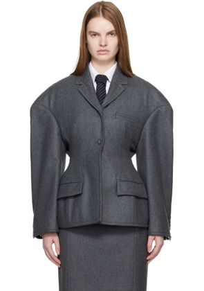 Thom Browne Gray Nipped Waist Cocoon Blazer