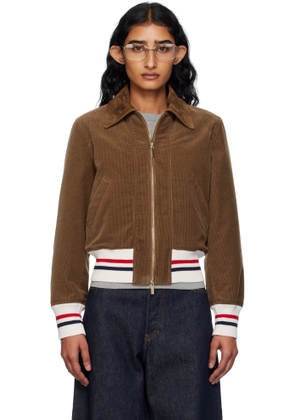 Thom Browne Brown Wale Corduroy Cropped Down Flight Jacket