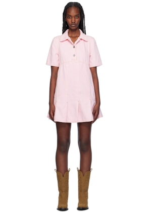 GANNI Pink Pleated Denim Minidress