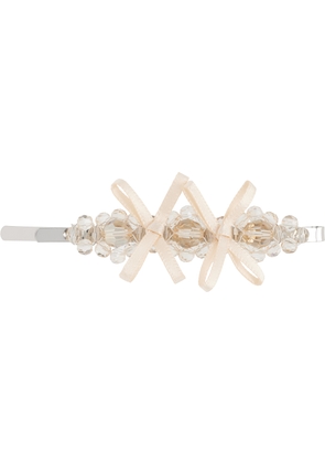 Simone Rocha Beige Petite Bow Detail Flower Hair Clip