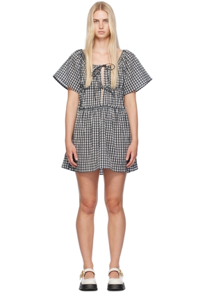 GANNI Off-White & Gray Check Minidress