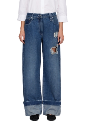 Simone Rocha Blue Embellished Straight Leg Jeans