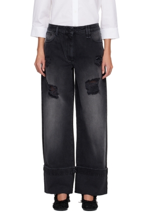 Simone Rocha Black Embellished Straight Leg Jeans