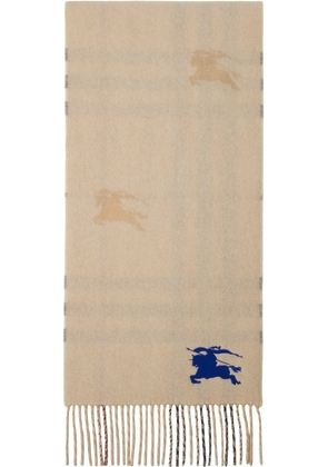 Burberry Beige Reversible EKD Check Cashmere Scarf