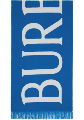 Burberry Blue & White Logo Wool Scarf