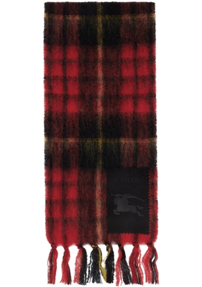 Burberry Red Check Mohair Wool Scarf