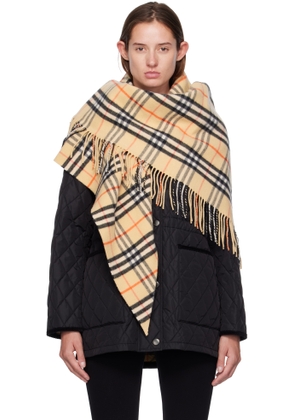 Burberry Beige Check Wool Cashmere Cape