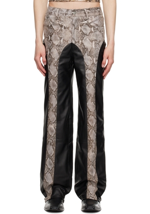 Theophilio SSENSE Exclusive Black & Gray Stripe Leather Pants