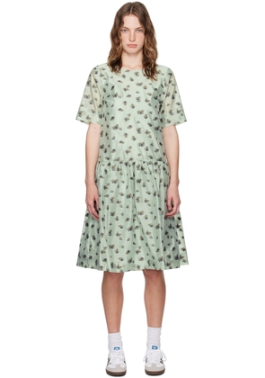 GANNI Blue Floral Midi Dress