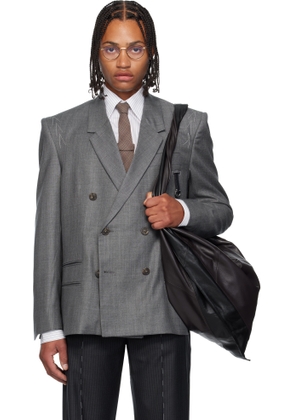 SONIA CARRASCO Gray Double-Breasted Blazer