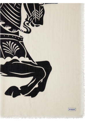 Burberry Off-White & Black Wide EKD Wool Scarf