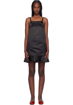 GANNI Black Duchesse Satin Minidress
