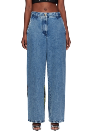 Palm Angels Blue Baggy Jungle Insert Jeans