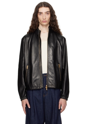 Versace Black Plongé Leather Jacket
