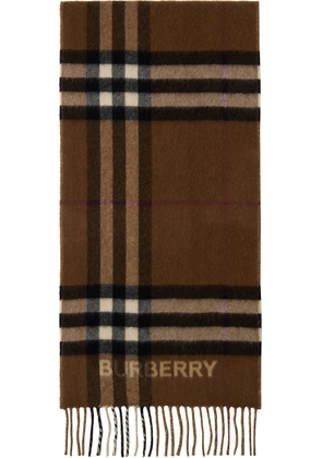 Burberry Brown Contrast Check Cashmere Scarf