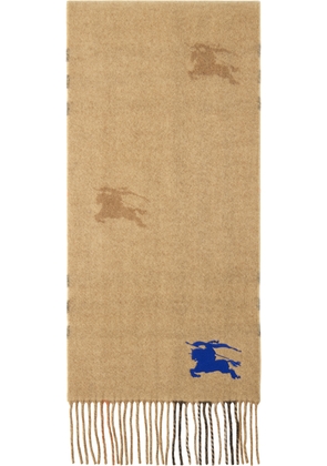 Burberry Tan Reversible EKD Check Cashmere Scarf