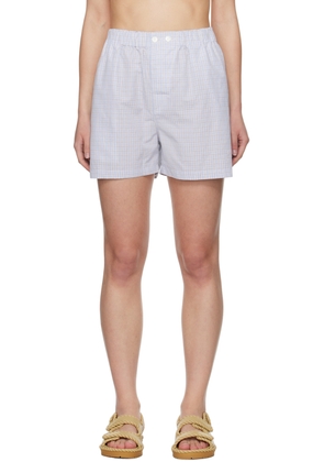 Bottega Veneta Blue Checked Shorts