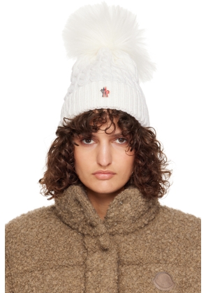 Moncler Grenoble White Wool Pom Pom Beanie