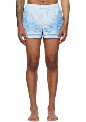 Versace Blue Barocco Medusa Print Swim Shorts