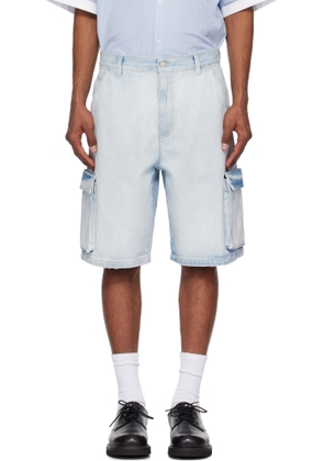 le PÈRE Blue Star Drover Denim Cargo Shorts