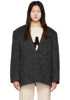 We11done Gray Y-Neck Sweater