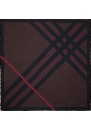 Burberry Burgundy & Black Check Cashmere Silk Scarf