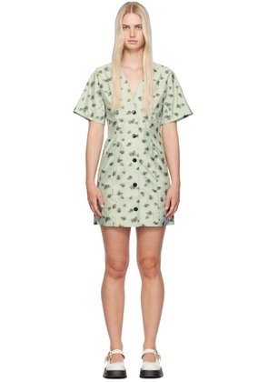 GANNI Green Floral Minidress