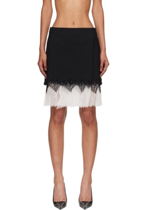 McQueen Black Cobweb Lace Miniskirt