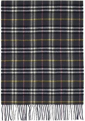 Burberry Navy Check British Wool Scarf