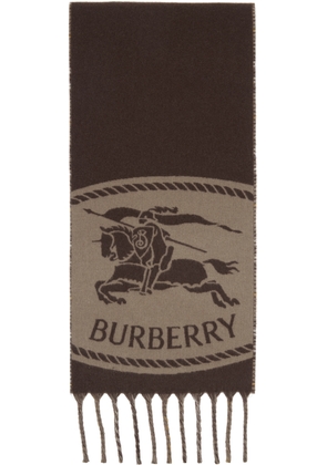 Burberry Brown & Taupe Reversible Knight Stamp Scarf
