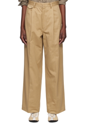 AURALEE Tan Washed Finx Chino One-Tuck Trousers
