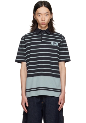 Burberry Navy Index Stripe Polo