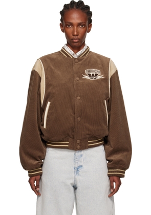 We11done Brown College Corduroy Varsity Jacket